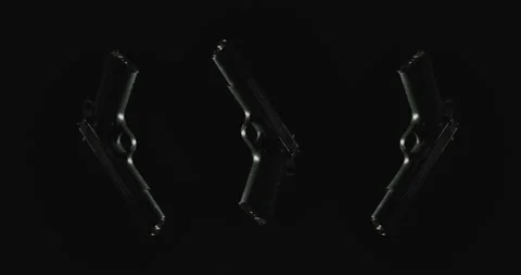 Three 3d animated guns against black background Stock Footage 255688545