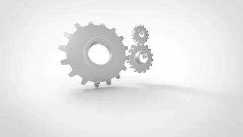 Three 3D cogs on white background Stock Illustration