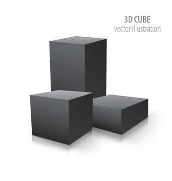 Three 3D cubes isolated on white background Stock Illustration