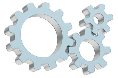 Three 3d gears made of metal and glass Stock Illustration