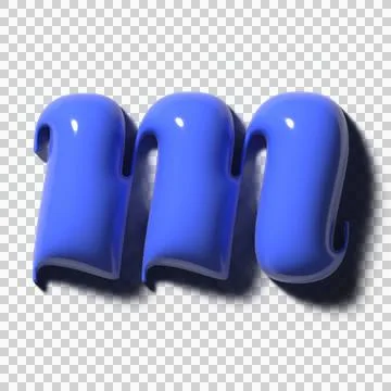 Three 3D glossy cobalt tubes are sitting on transparent plane, showing specular Stock Illustration