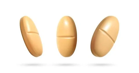 Three 3D pill icons isolated on white Stock Illustration