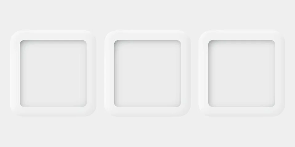 Three of 3D rounded square frame on white background graphic illustration h.. Stock Illustration