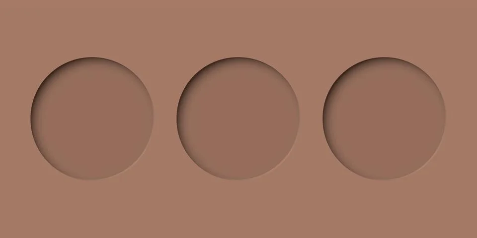 Three of abstract 3 dimension circle frame paper cut on mocha mousse backgr.. Stock-Illustration