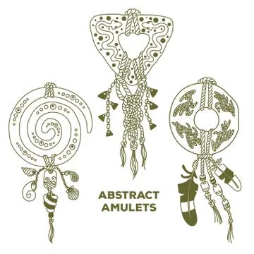 Three Abstract Amulets Stock Illustration