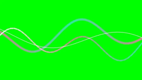 Three abstract colorful flowing waves overlapping on a vibrant green backgrou 스톡 동영상 340904787