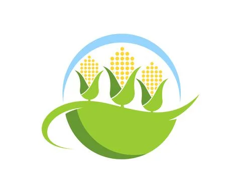 Three abstract corn in the green field Stock Illustration