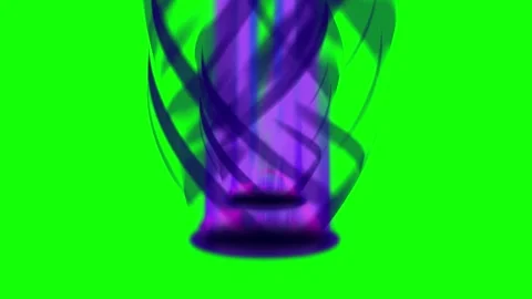 Three abstract energy beams rise from dark ovals against green screen Stock Footage 340940406