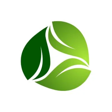 Three abstract green light dark leaf logo template Stock Illustration