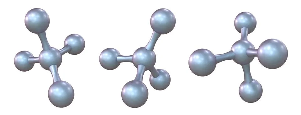 Three abstract molecules 3D Stock Illustration