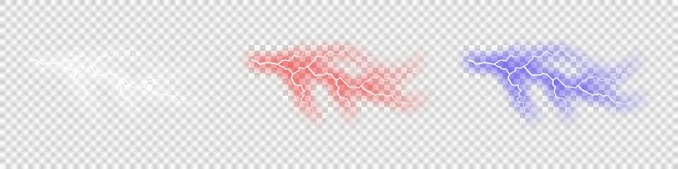 Three abstract shapes with lightning bolt patterns isolated on a transparen.. Stock Illustration
