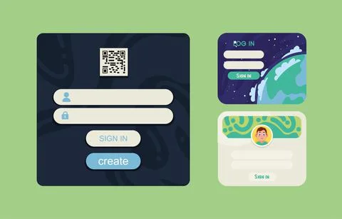 Three access login templates Stock-Illustration