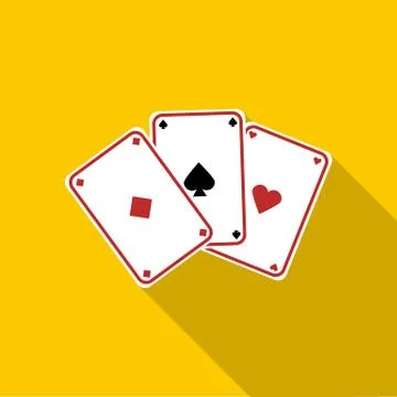 Three aces, playing cards icon, flat style Stock Illustration