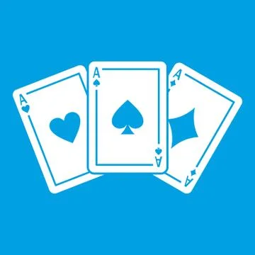 Three aces playing cards icon white Stock Illustration