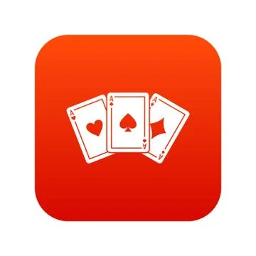 Three aces playing cards icon digital red Stock Illustration