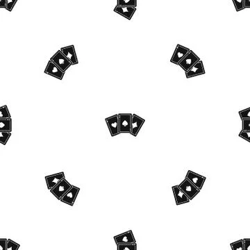 Three aces playing cards pattern seamless black イラスト素材