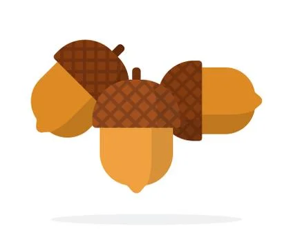 Three acorns vector flat isolated Stock Illustration