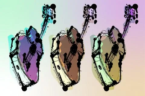 Three Acoustic Guitars Stock Illustration