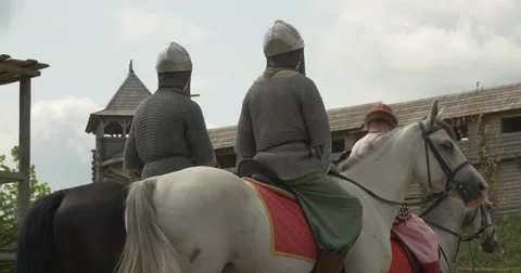 Three Actors' Backs, Men on a Horses,Actors, Prince Vladimir The Great And Two Stock Footage 52225790