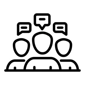 Three admins think icon, outline style Stock-Illustration
