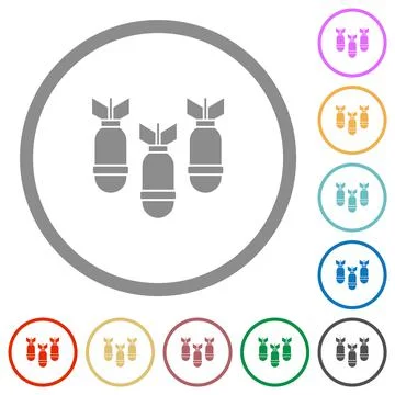 Three air bombs flat icons with outlines 스톡 일러스트