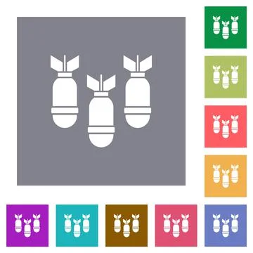 Three air bombs square flat icons 스톡 일러스트