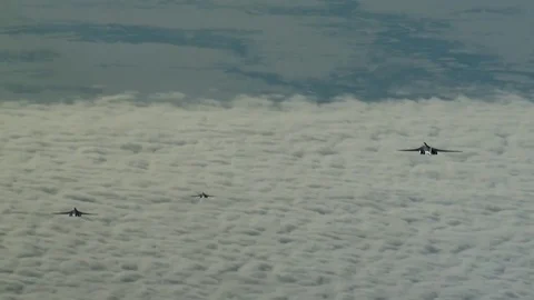 Three of the aircraft flying above the clouds Vidéo 72536226