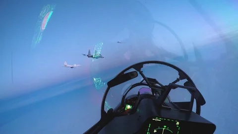 Three aircraft maneuvering in the frame Stock Footage 100295139