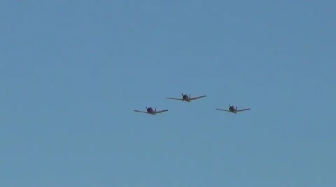 Three airplanes in formation Stock Footage 12456276