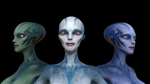 Three alien heads different colors 스톡 일러스트