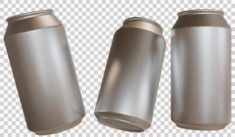 Three aluminum beverage cans in a studio setting 写真素材