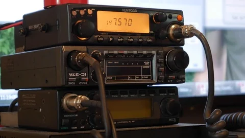 Three Amateur Radios Stacked Stock Footage 109035346