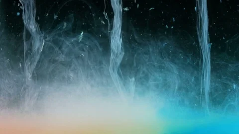 Three amazing waves of smoke seems waterfalls with vapors floating abstract b Stock Footage 79780383