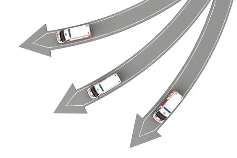 Three Ambulance go in different directions Stock-Illustration