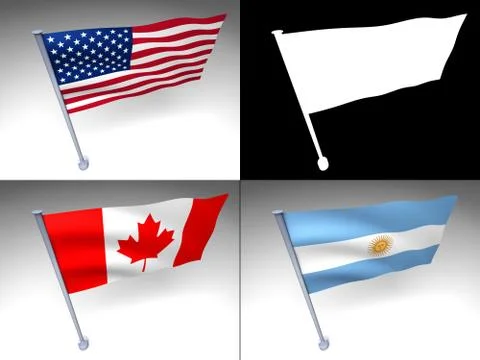 Three America flags on a pole Illustrazione stock