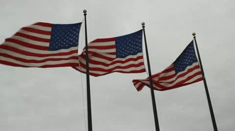 Three American flags Video stock 18007725
