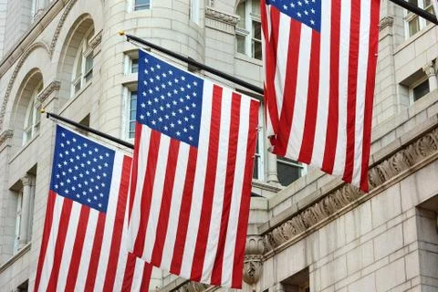 Three american flags Stock Photos