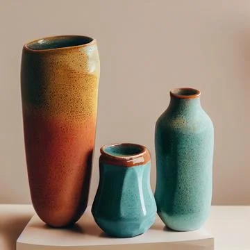 Three ancient ceramic vase illustration Stock Illustration