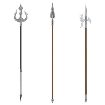 Three ancient polearm weapons set Stock Illustration