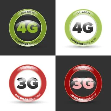 Three and Four generation sign icons Stock Illustration