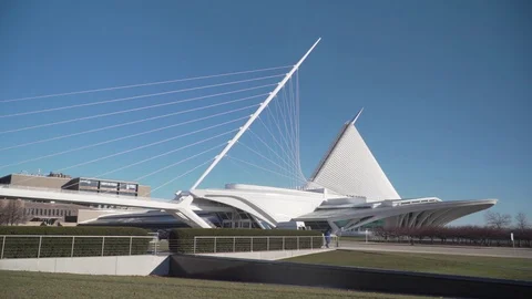 Three angles/views of the milwaukee art museum Stock Footage 84806110