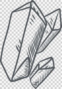 Three angular crystal shapes are floating against transparent background in Stock Illustration