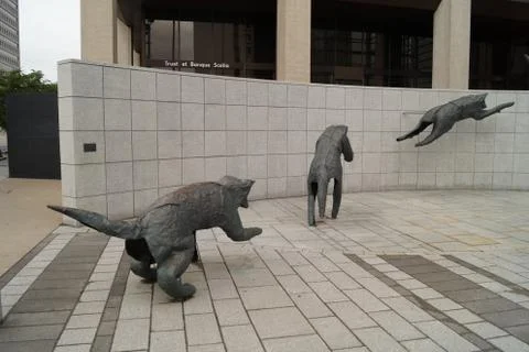 Three animals, sculpted in metals Stock Photos