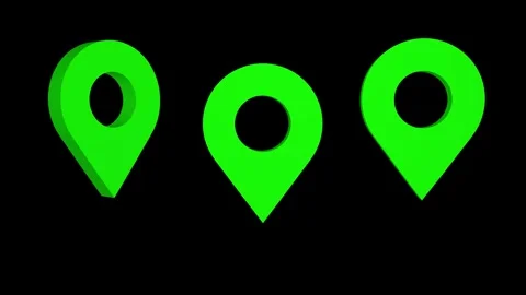 Three animated geolocation icons on a black background. Stock Footage 252088277