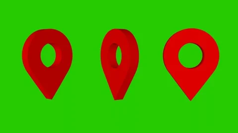 Three animated geolocation icons on a green screen. 3D animation. Stock Footage 167256714