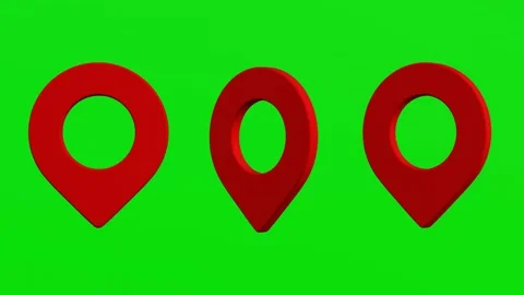 Three animated geolocation icons on a green screen, 3D location icon animation Stock-Footage 229268647