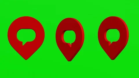 Three animated location icons with message icon inside on a green screen Stock-Footage 229268644