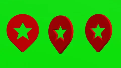 Three animated location icons with star inside on a green screen Stock Footage 229268662