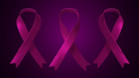 Three Animated Pink Ribbons Stock Footage 82280320