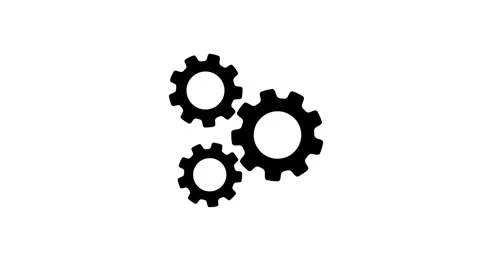 Three animation Black Interlocking Gears on White Background cogwheels mach.. Stock Footage 321792794